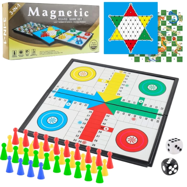 Joc de masă "ludo, șerpi și scări, șah chinezesc", 3in1 4