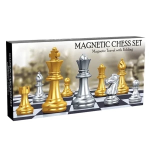 Joc de masă „șah magnetic cu design auriu și argintiu” Thumbnail 3
