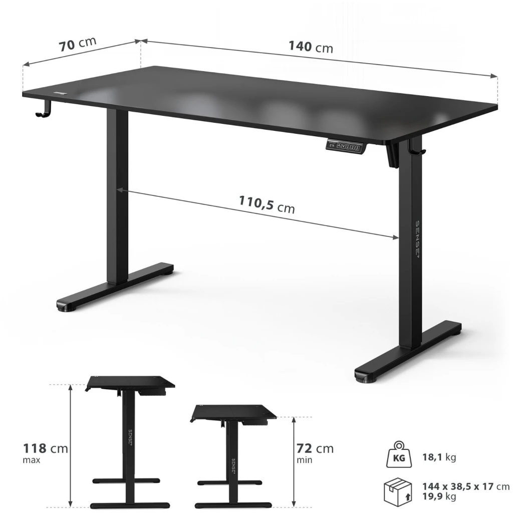 Masa de birou sense7 nojo light 140x70 black 6