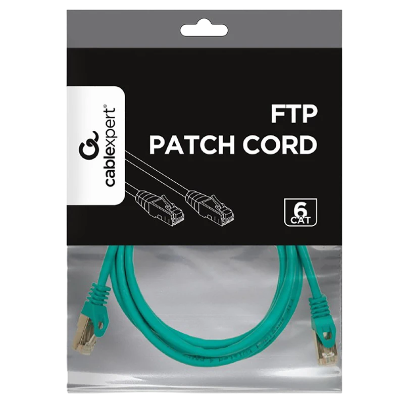 Патч-корд cablexpert pp6-2m/g, cat6 ftp , 2м, зелёный 4