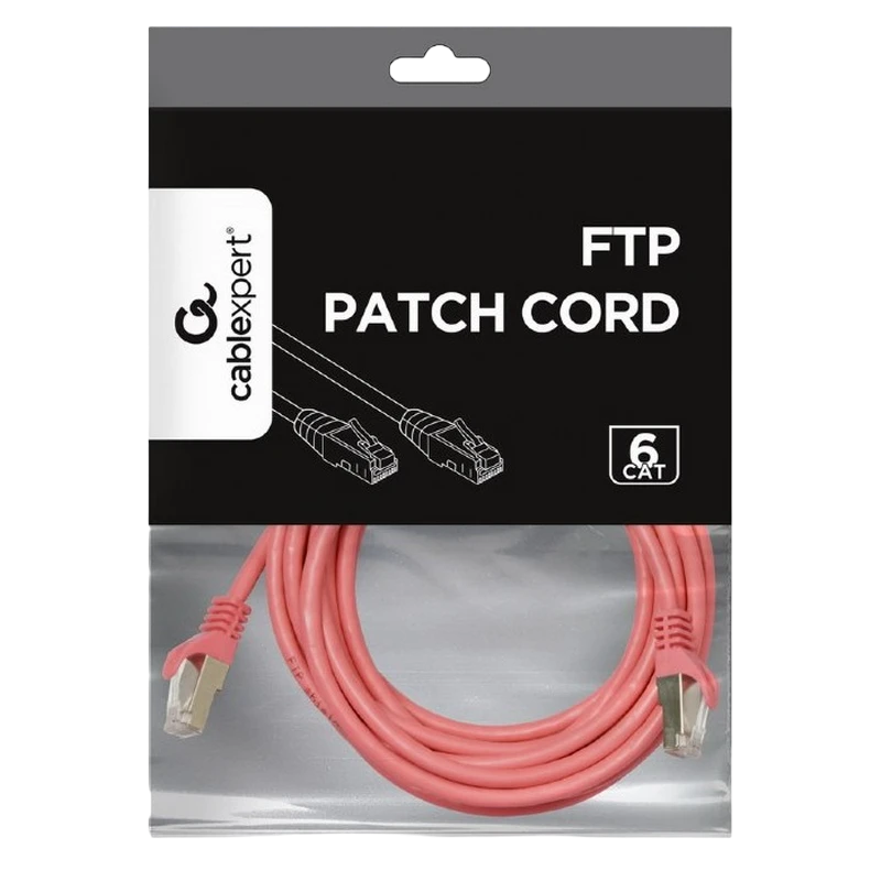 Патч-корд cablexpert pp6-5m/ro, cat6 ftp , 5м, розовый 3
