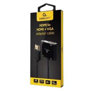 Переходник cablexpert a-hdmim-hdmifvgaf-01, hdmi (m) - hdmi (f) + vga, 0.15 м, чёрный Thumbnail 5