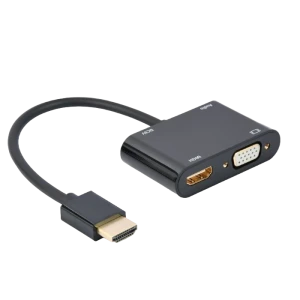 Переходник cablexpert a-hdmim-hdmifvgaf-01, hdmi (m) - hdmi (f) + vga, 0.15 м, чёрный