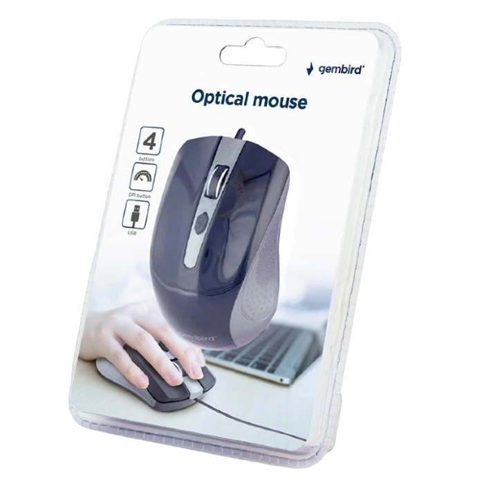 Mouse gembird mus-4b-01, negru/gri 6