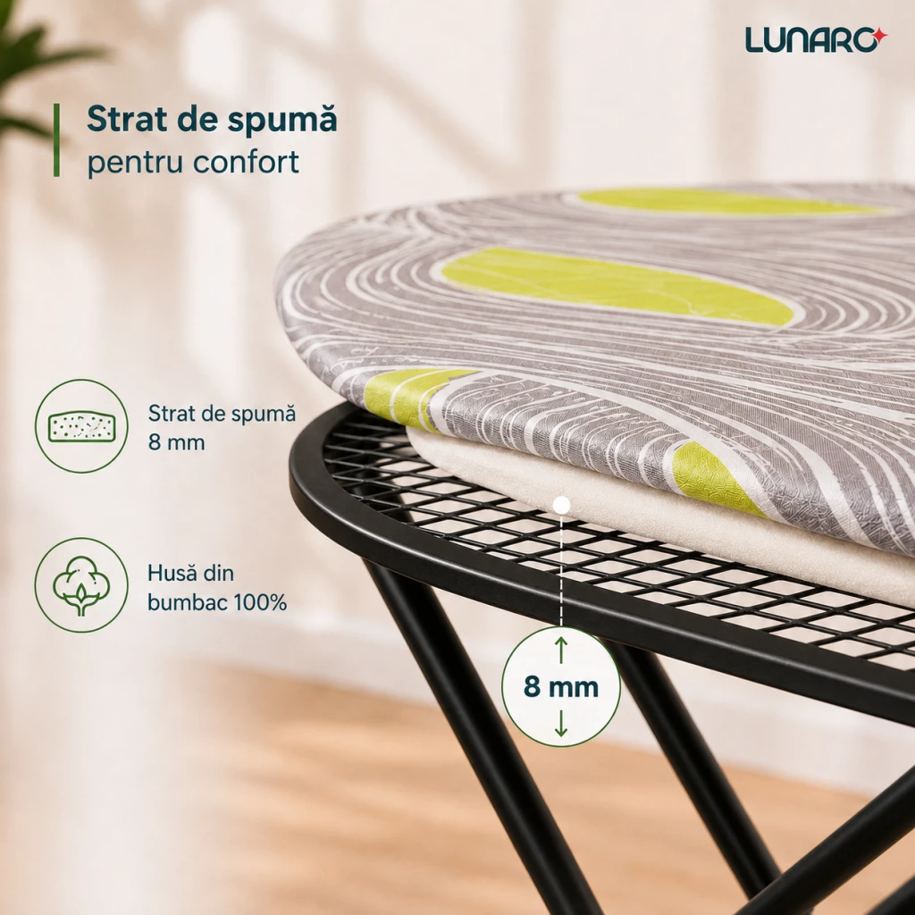 Masa de calcat lunaro vera-bk, plasa metalica, 120 x 38 cm, negru 4