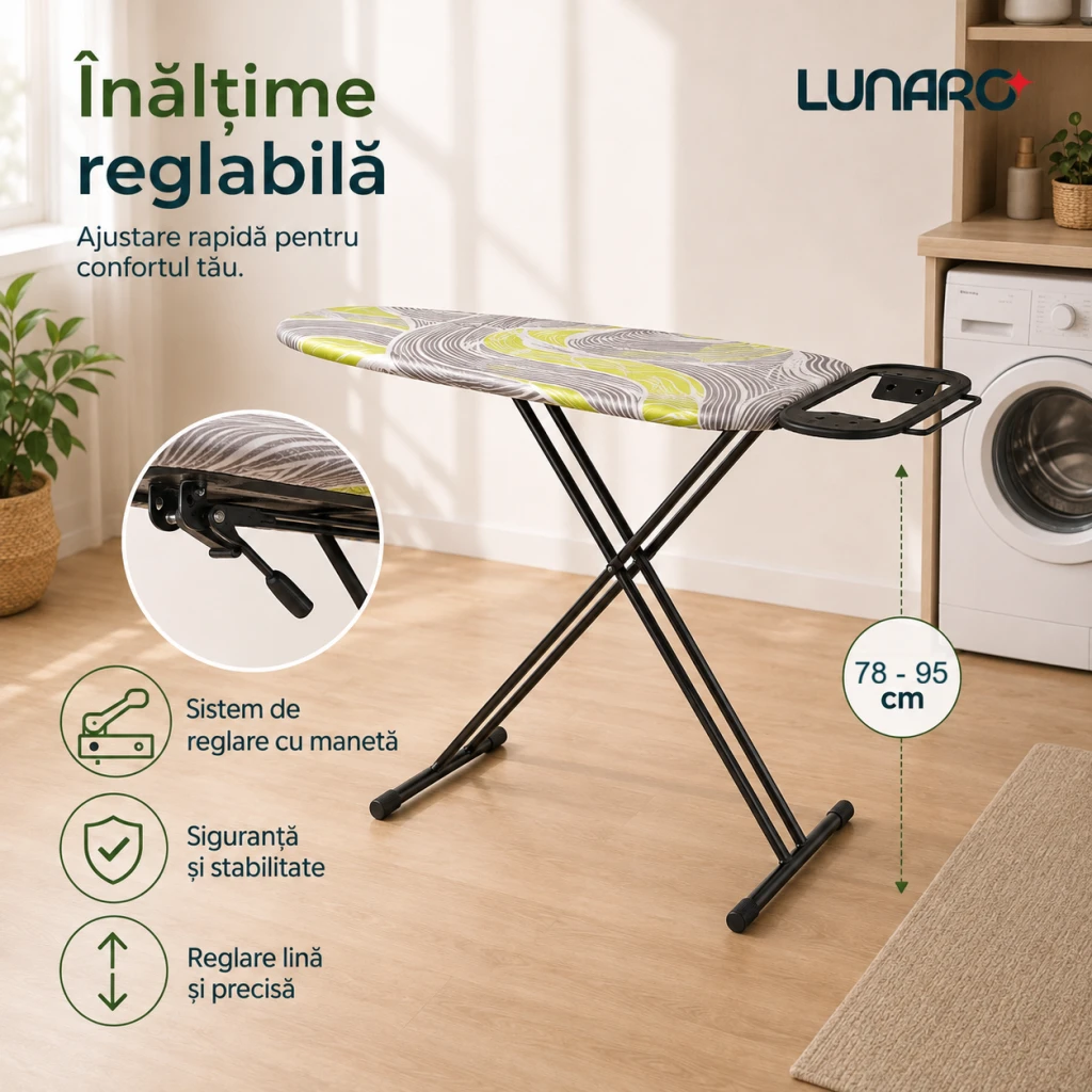 Masa de calcat lunaro vera-bk, plasa metalica, 120 x 38 cm, negru 18