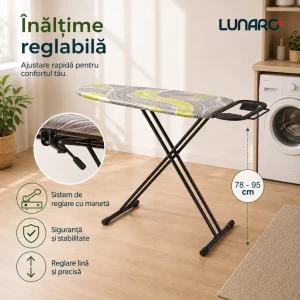 Masa de calcat lunaro vera-bk, plasa metalica, 120 x 38 cm, negru Thumbnail 5