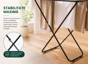 Uscator de rufe lunaro lineo-bk, 128 x 55 x 4 cm, 18 m, max. 15 kg, negru Thumbnail 14