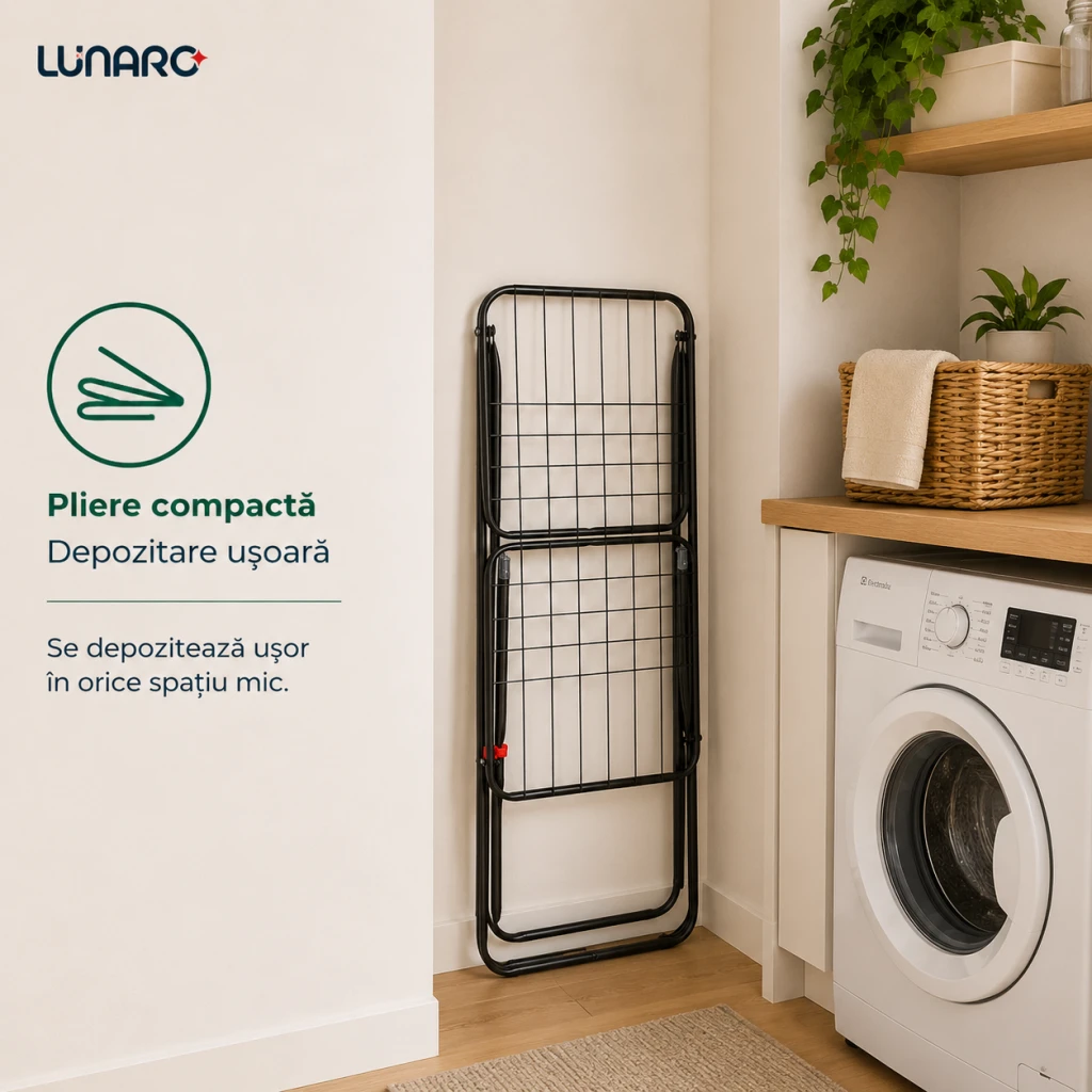 Uscator de rufe lunaro lineo-bk, 128 x 55 x 4 cm, 18 m, max. 15 kg, negru 7