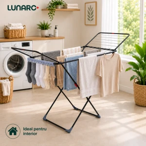 Uscator de rufe lunaro wing plus-bk , 128 х 54,5 х 5сm, 18 m, max. 15kg, suport special pentru sosete, negru Thumbnail 21