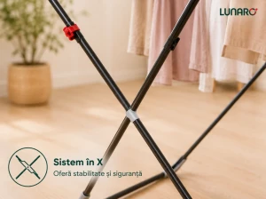 Uscator de rufe lunaro wing plus-bk , 128 х 54,5 х 5сm, 18 m, max. 15kg, suport special pentru sosete, negru Thumbnail 17