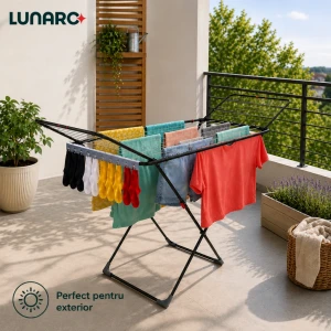 Uscator de rufe lunaro wing plus-bk , 128 х 54,5 х 5сm, 18 m, max. 15kg, suport special pentru sosete, negru Thumbnail 16
