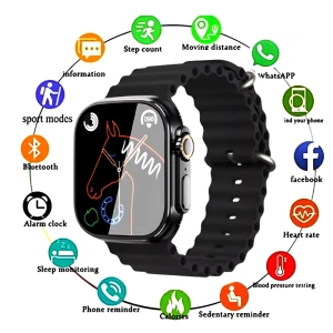 Умные часы charome smart watch hd call t8s ultra max, с 2 ремешками, черные Thumbnail 3