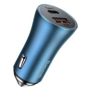 Автомобильное зарядное устройство baseus usb/type-c dual quick charger 40w (с кабелем baseus type-c to lightning 1м), синий Thumbnail 3