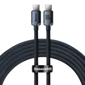 Baseus кабель type-c to type-c 100w 1.2м crystal shine series, черный