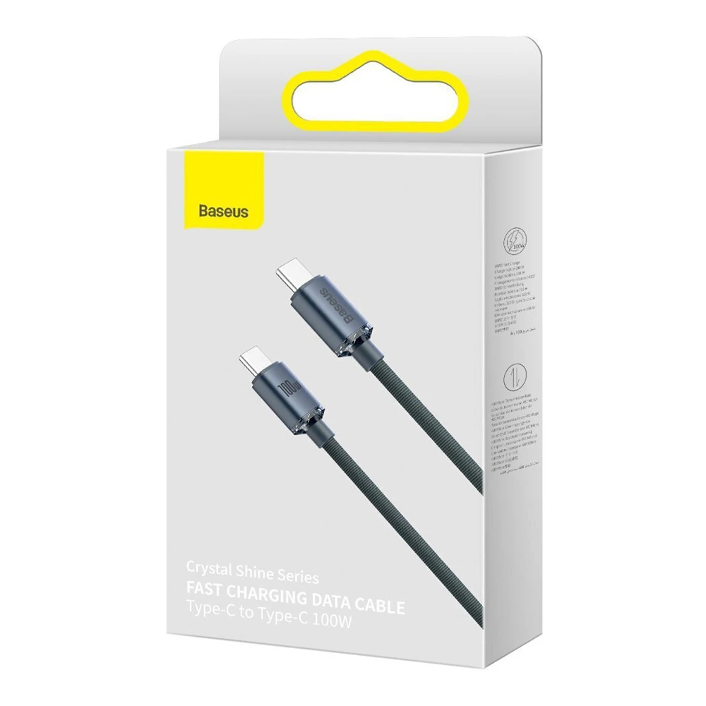 Baseus кабель type-c to type-c 100w 2м crystal shine series, черный 2