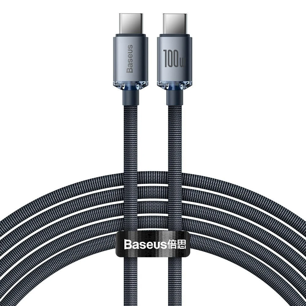 Baseus кабель type-c to type-c 100w 2м crystal shine series, черный 3