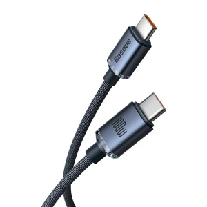 Baseus кабель type-c to type-c 100w 2м crystal shine series, черный