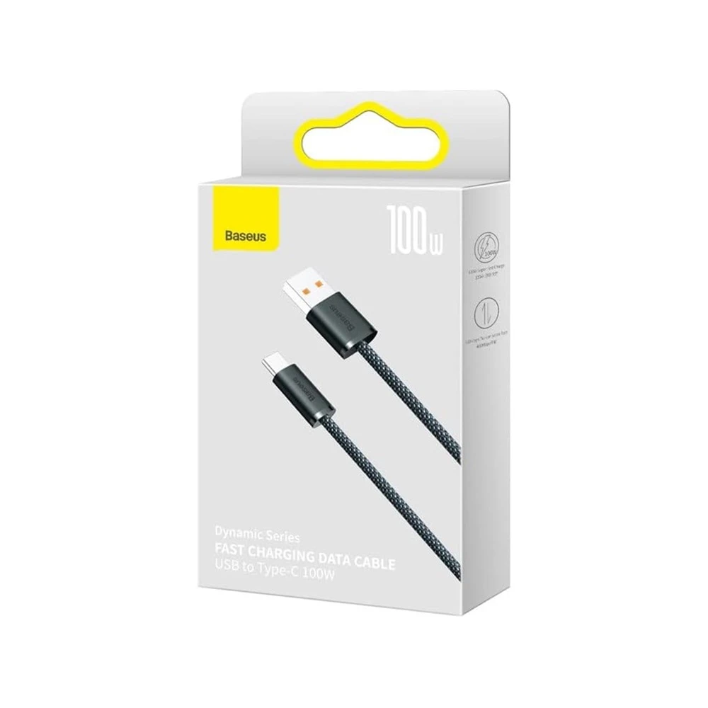 Baseus кабель usb-a на type-c 100w 2м dynamic series, серый 3