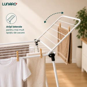 Uscator de rufe lunaro nova-wh 102.5 x 55 x 5 cm, 18 m, max. 15 kg, alb Thumbnail 7