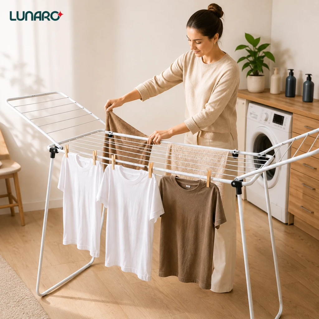 Uscator de rufe lunaro nova-wh 102.5 x 55 x 5 cm, 18 m, max. 15 kg, alb 5