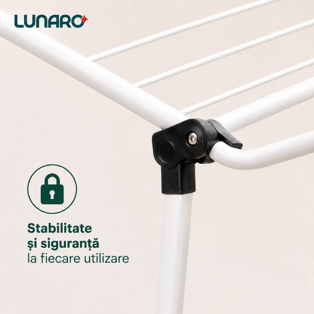 Uscator de rufe lunaro nova-wh 102.5 x 55 x 5 cm, 18 m, max. 15 kg, alb 8