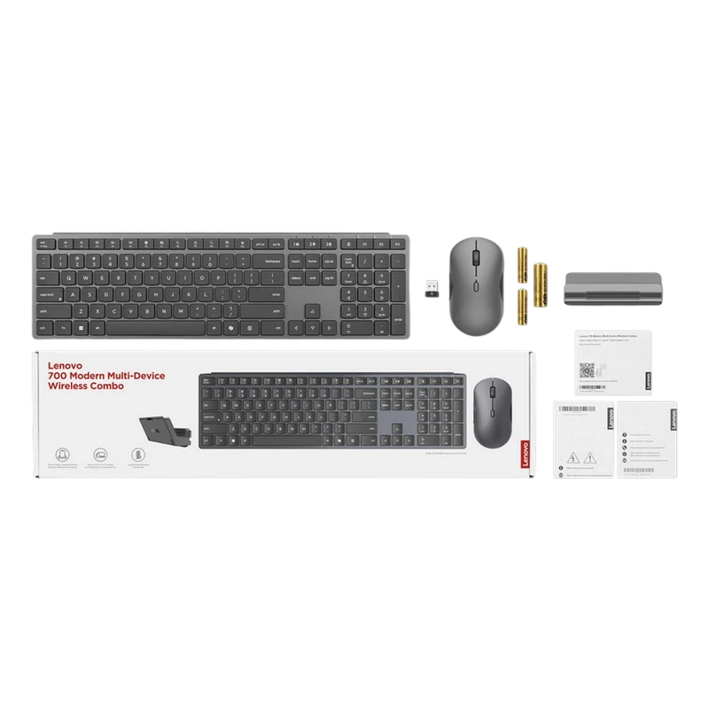 Set tastatură + mouse lenovo 700, fără fir, luna grey 3