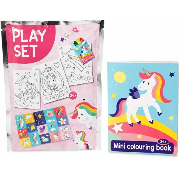 Set creativ "unicorni" cu carte de colorat, stickere și creioane cerate 3