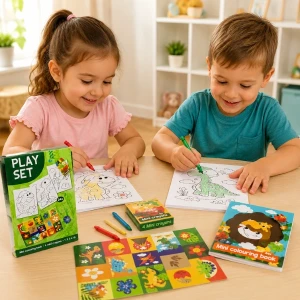 Set creativ "dinozauri" cu carte de colorat, stickere și creioane cerate Thumbnail 4