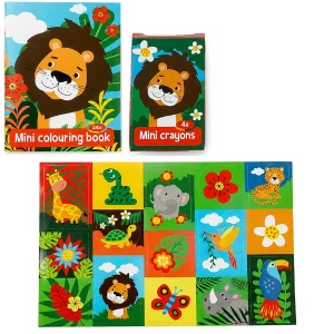 Set creativ "animale sălbatice" cu carte de colorat, stickere și creioane