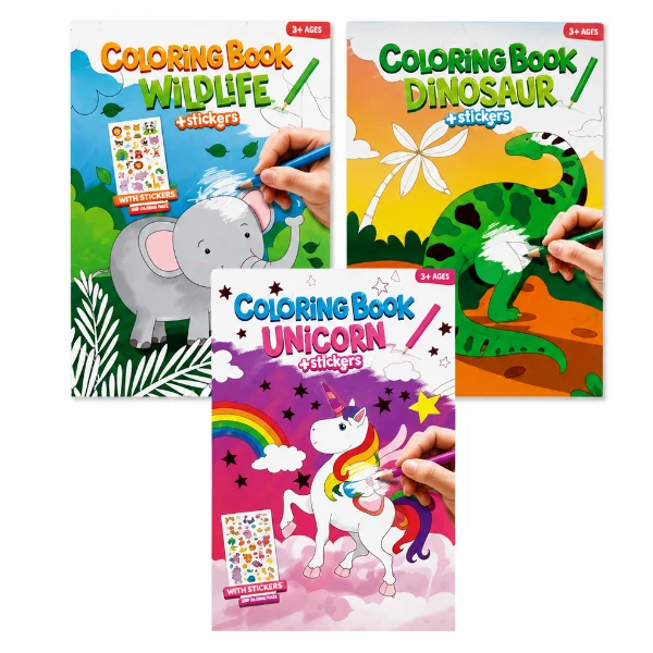 Carte de colorat cu stickere, 3 modele 3