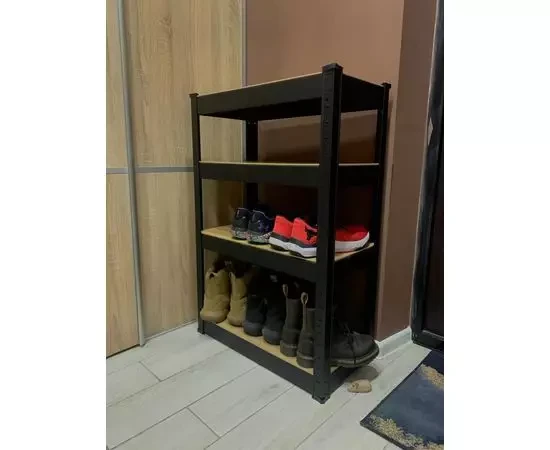 Металлический стеллаж для хранения nex budget 900x600x300 мм, 4 полки мдф, антрацит 2