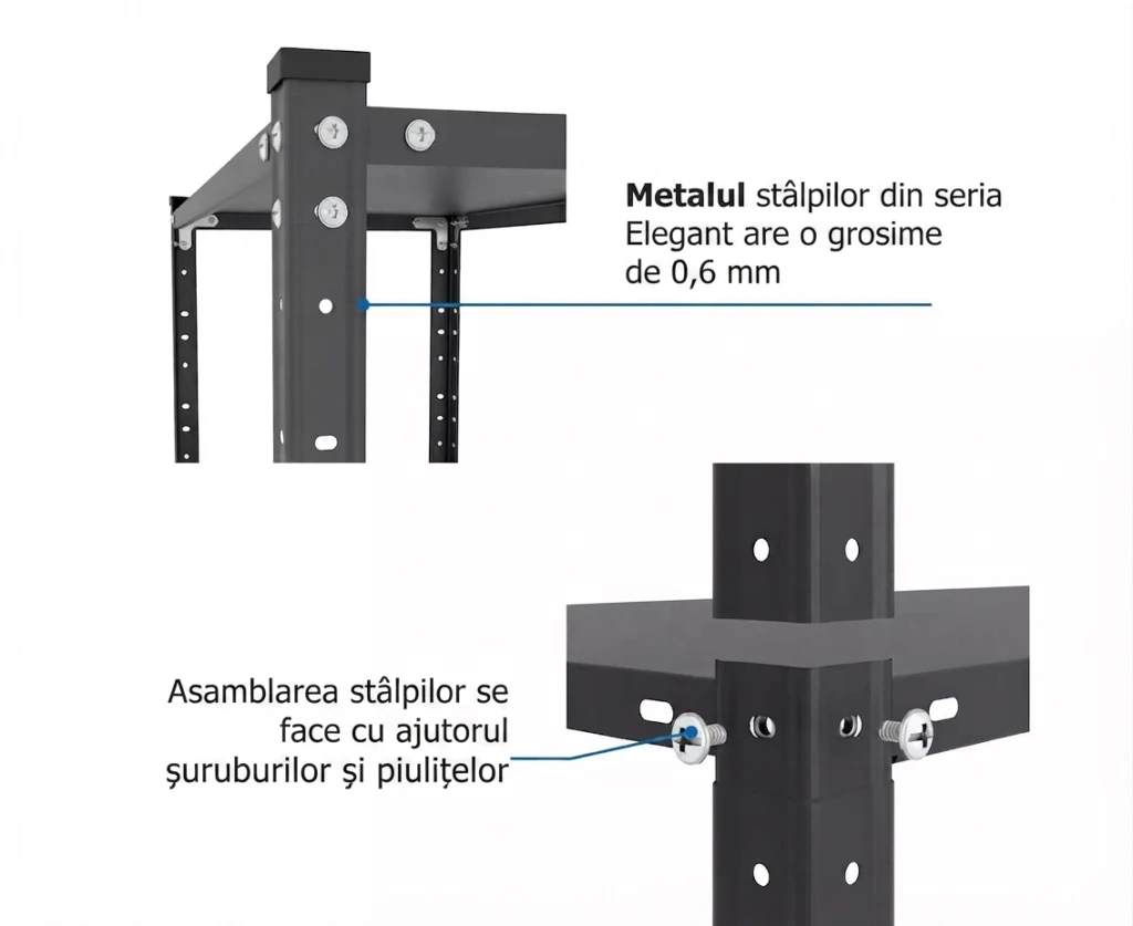 Raft metalic de depozitare cu suruburi nex elegant 1840x950x440 mm, 5 rafturi metal, antracit 8