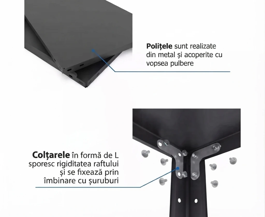 Raft metalic de depozitare cu suruburi nex elegant 1840x950x440 mm, 5 rafturi metal, antracit 7