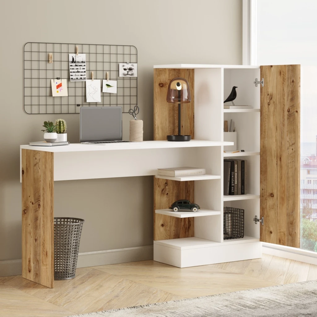 Masa de birou hanah home ct2-aw atlantic pine white 4