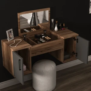 Măsuţă de toaletă hanah home mercan light walnut anthracite Thumbnail 3