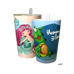 Pahar de plastic gondol plastik, cu pai, 400 ml Thumbnail 2
