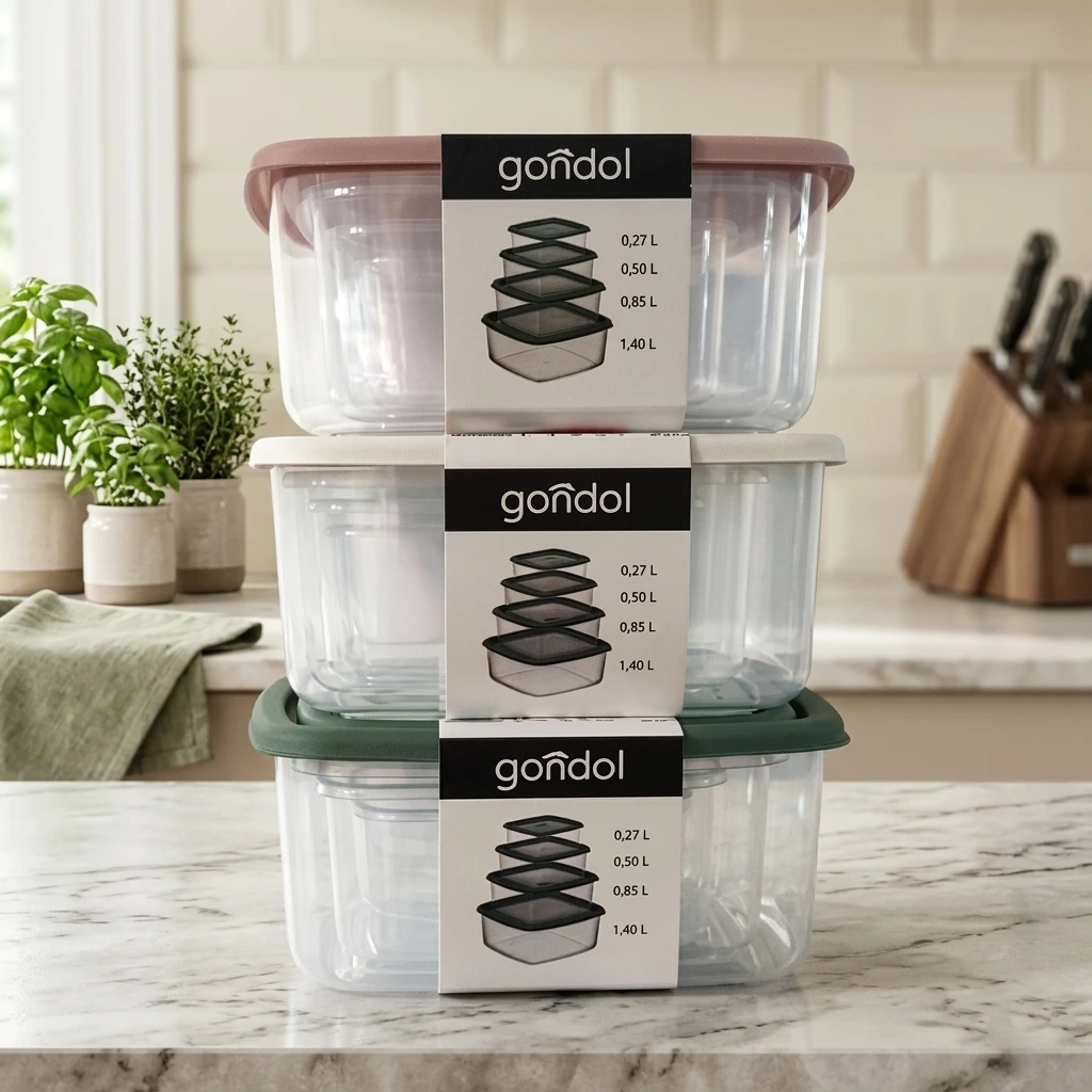 Set recipiente alimentare gondol plastik, garner, patrate, 4 buc 3