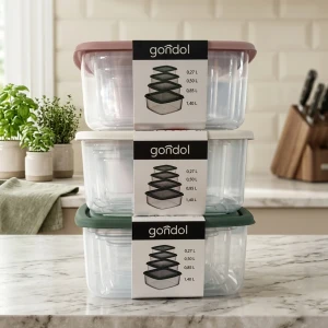 Set recipiente alimentare gondol plastik, garner, patrate, 4 buc Thumbnail 3