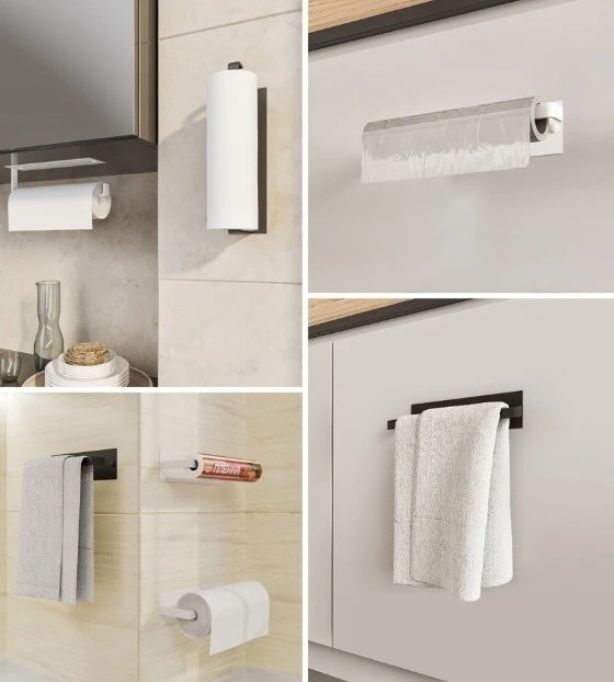 Suport pe perete home, pentru prosoape de hirtie, din metal, 21,5x6x7 cm 4