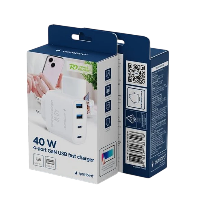 Încărcător gembird ta-uc-2a2c-pd40-01-w, 40w, alb 3