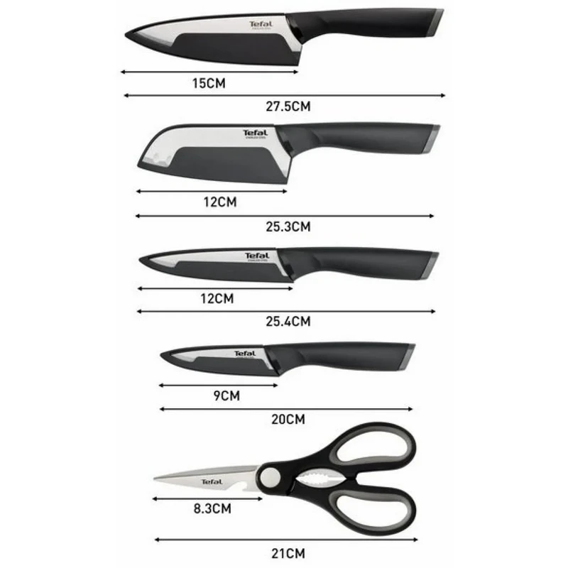 Set de cuțite tefal k2215s55, negru 2