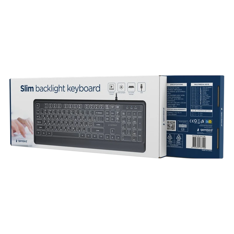 Tastatură gembird kb-uml-04-cyrl, cu fir, negru 2