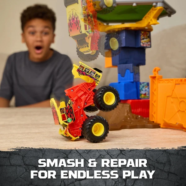Set de joacă monster jam "cursa cu obstacole: impact și distrugere" 1:64 7