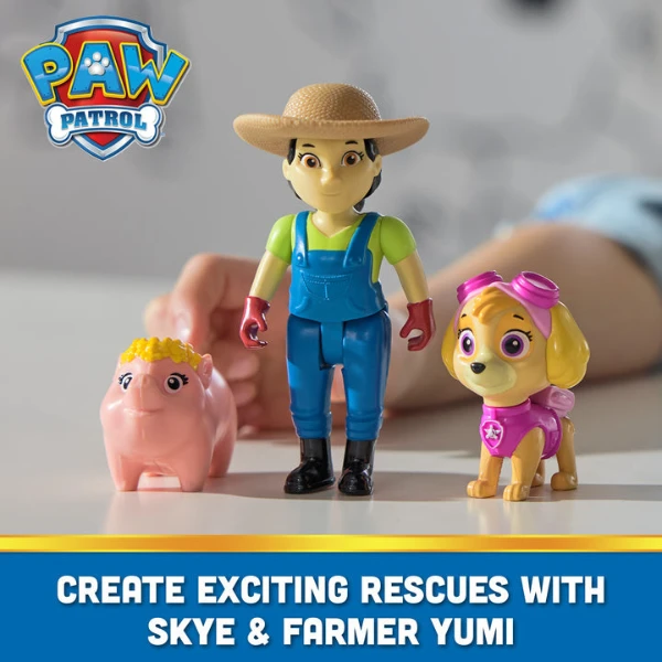 Set de 3 mini-figurine: skye, fermerul yumi și purcelușul, seria "patrula cățelușilor" 7