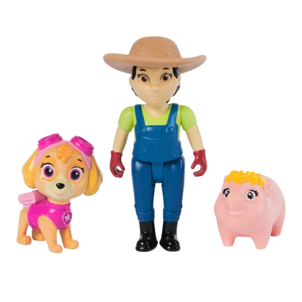 Set de 3 mini-figurine: skye, fermerul yumi și purcelușul, seria "patrula cățelușilor" 2