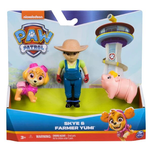 Set de 3 mini-figurine: skye, fermerul yumi și purcelușul, seria "patrula cățelușilor" 3
