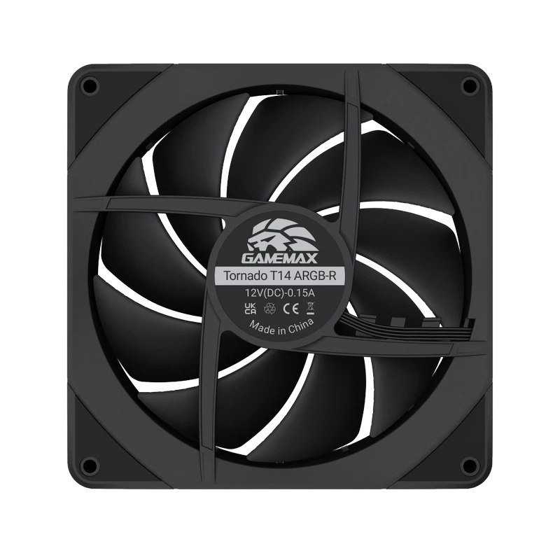Ventilator pc gamemax tornado t12 argb-r, 120 mm 10