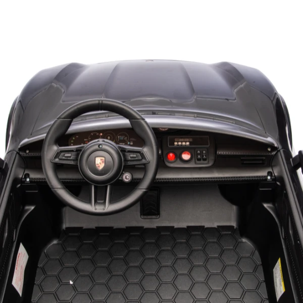Mașinuță porsche taycan, baterie 12v10ah, 2 motoare de 35w, roti eva, scaune din piele 17