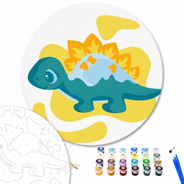 Pictură pe numere d20 сm (fără cutie) – dinozaur prietenos 2